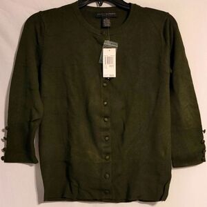 GRACE Elements Hunter Leaf 3/4 Sleeve Cardigan Sweater